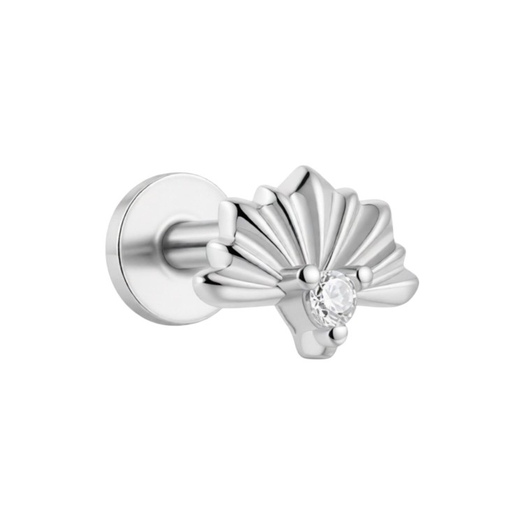 Labret z wachlarzowym wzorem - SREBRO 925