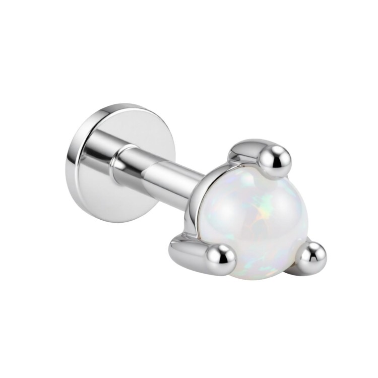 Srebrny labret okrągły opal - SREBRO 925