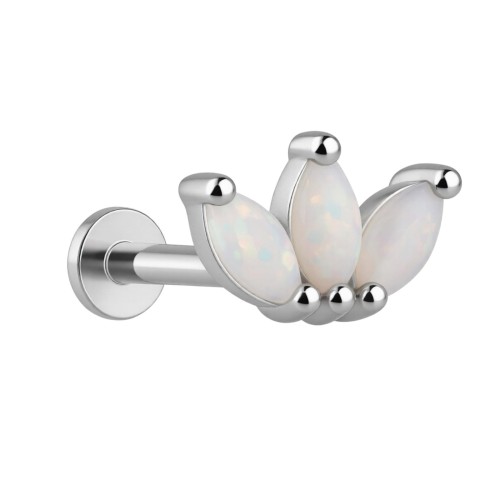 Srebrny labret potrójna markiza opal - SREBRO 925