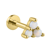 Złoty labret potrójny opal - SREBRO 925