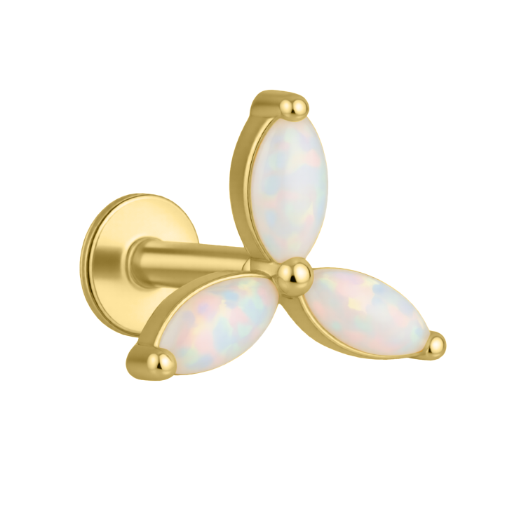 Złoty labret z opalem- SREBRO 925