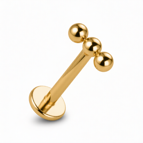 Tytanowy labret z trzema kulkami