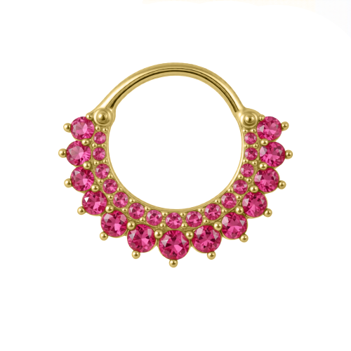 Clicker z zdobionymi rubinowymi cyrkoniami - SREBRO 925