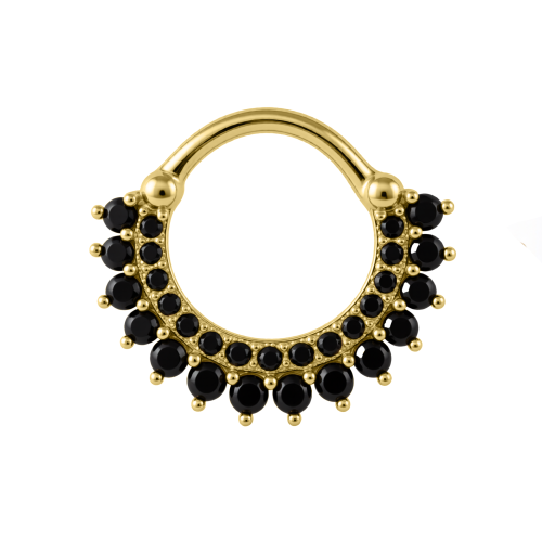 Clicker z zdobionymi czarnymi cyrkoniami - SREBRO 925