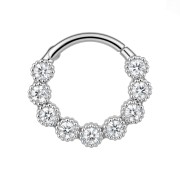 Clicker srebrny z kwiatową oprawą cyrkonii – SREBRO 925
