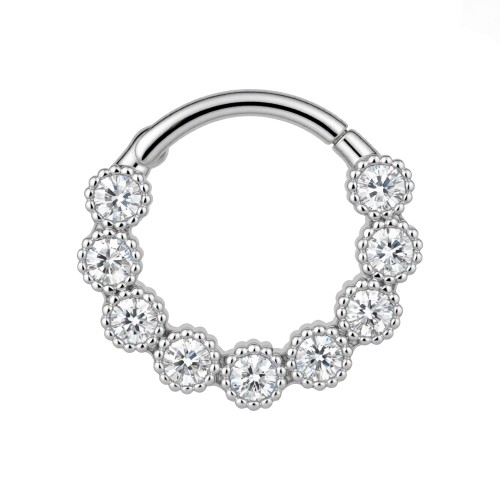 Clicker srebrny z kwiatową oprawą cyrkonii – SREBRO 925