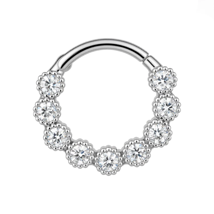 Clicker srebrny z kwiatową oprawą cyrkonii – SREBRO 925