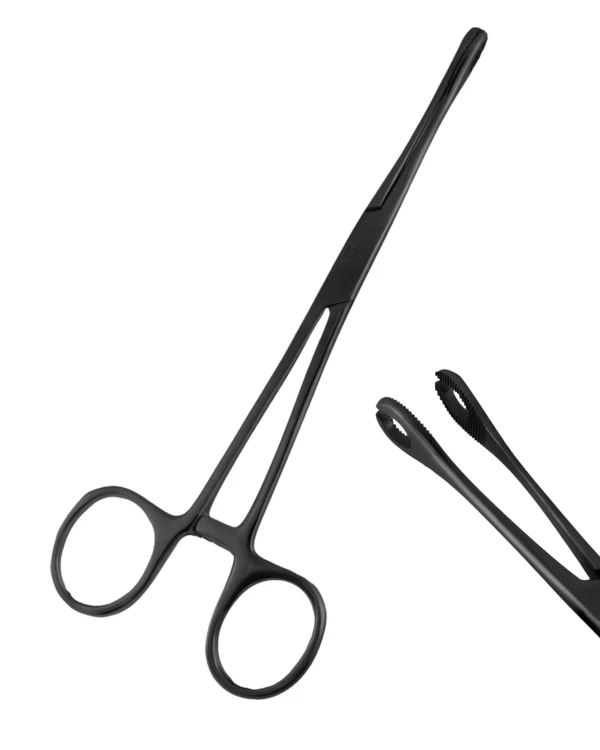 Szczypce czarne do piercingu z okrągłą końcówką