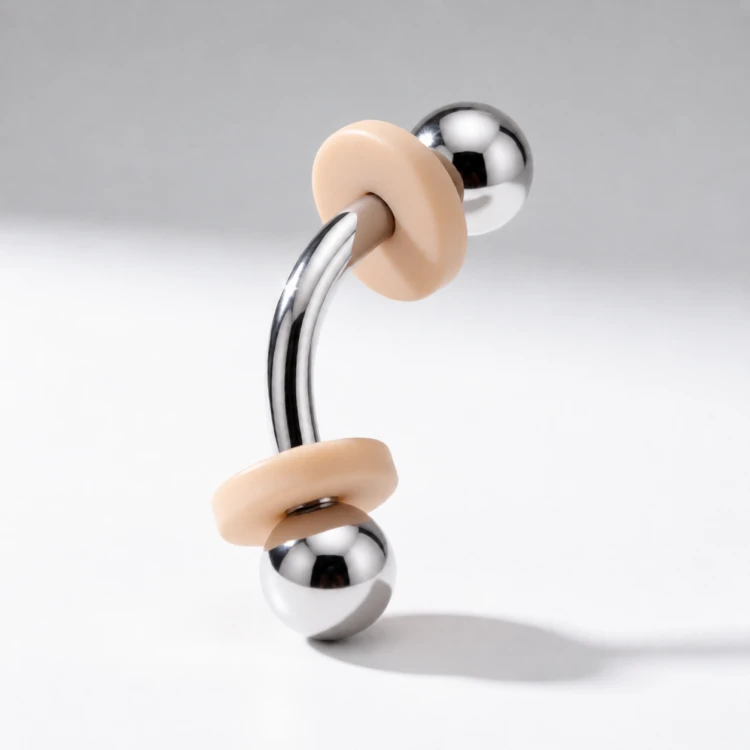 No pull disc piercing beżowe 2 szt